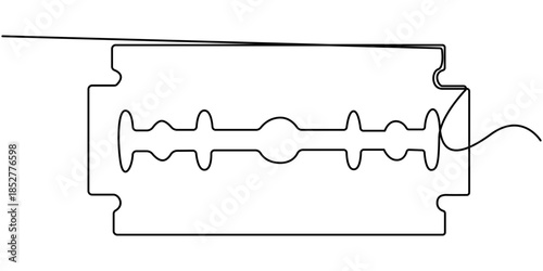 blade continuous one line drawing, of minimalist style for barbershop and grooming design, in outline illustration. 