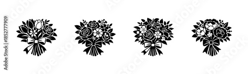 Floral bouquets vector illustration, flat vector, stylized flower arrangements
