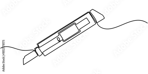 continuous one line drawing of cutter . Single line of cutter vector illustration, One single line drawing of man holding cutter knife. 