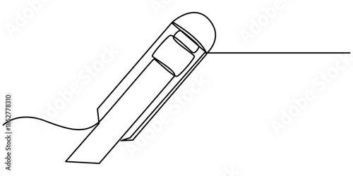 continuous one line drawing of cutter . Single line of cutter vector illustration, One single line drawing of man holding cutter knife. 