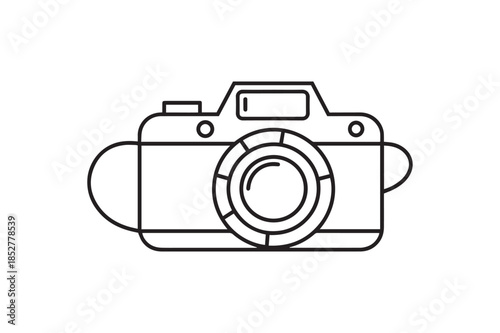 Professional Digital Camera Line Art Illustration for Photography Logos and Technical Icons