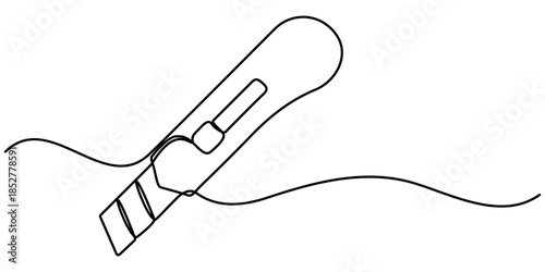 continuous one line drawing of cutter . Single line of cutter vector illustration, One single line drawing of man holding cutter knife. 