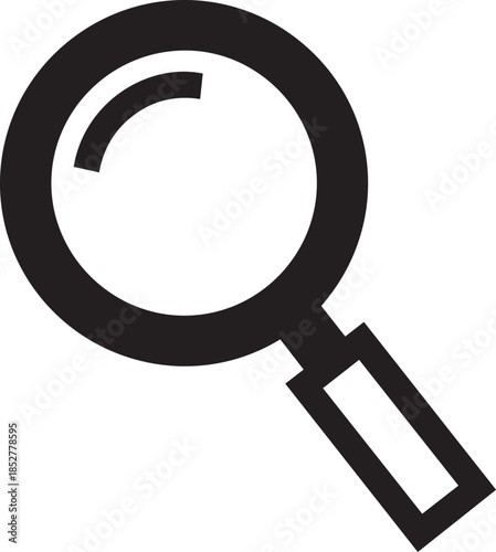 Black and white magnifying glass on plain background for detailed inspection