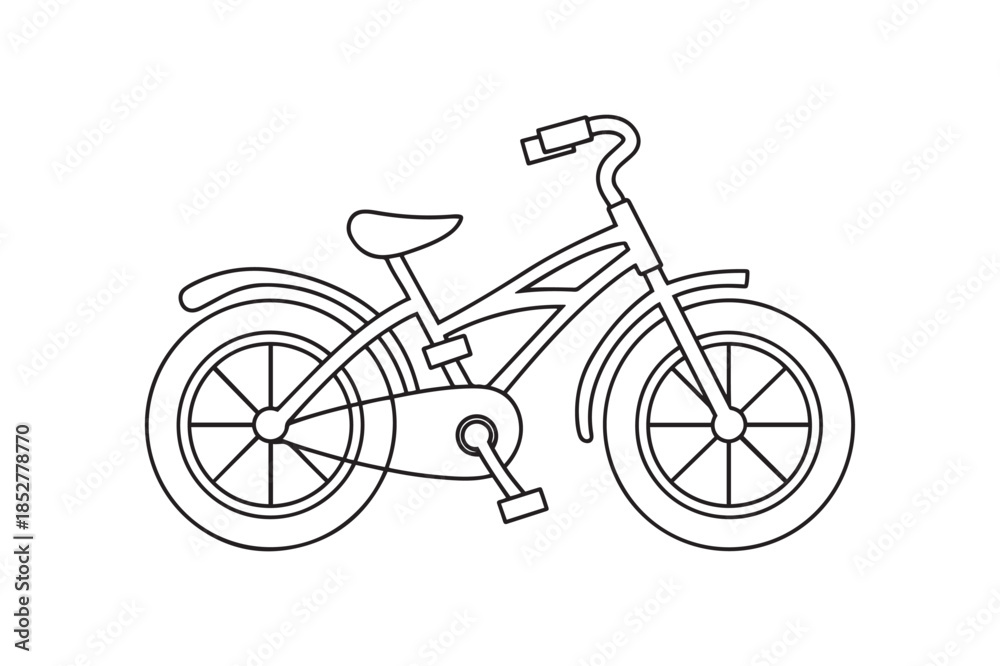 Fototapeta premium Minimalist Bicycle Outline Illustration for Kids Coloring Pages and Transport Icons