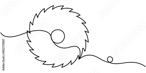 Saw Blade continuous one line drawing, of minimalism design, in outline illustration. 