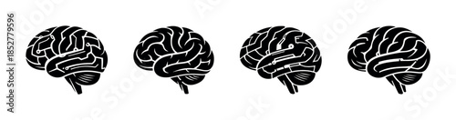 Brain circuit patterns, artificial intelligence, neural networks, flat vector illustration