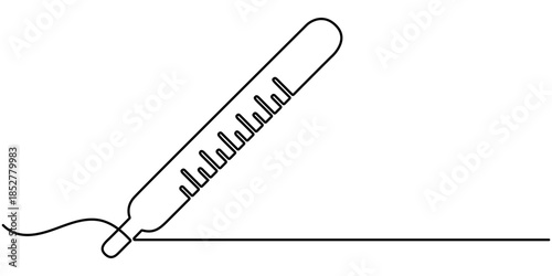 thermometer continuous one line drawing, in of outline vector illustration. 