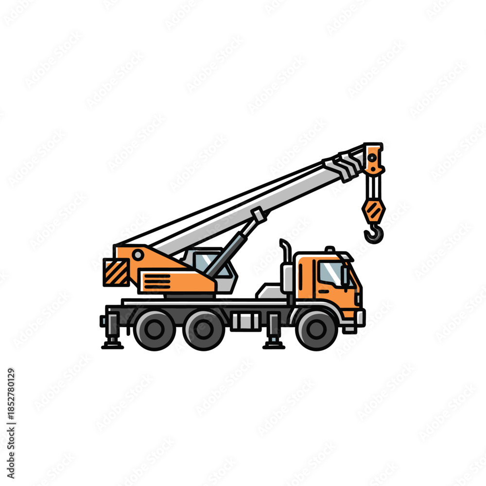 Fototapeta premium illustration of a modern mobile crane vehicle with detailed structural components and operational