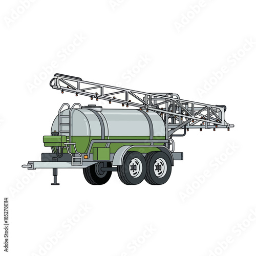 Detailed illustration of a mobile water tanker with an extendable ladder for emergency response