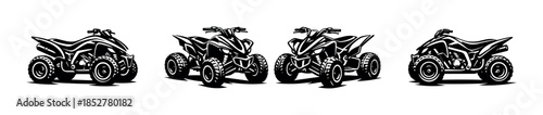 Quad bike collection, atv, off-road vehicle, flat vector illustration