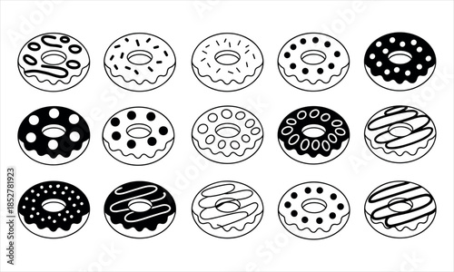 Variety of donuts with different toppings and fillings