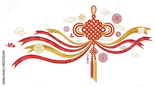 Chinese knot vector ornament Chinese knot with layered ribbons