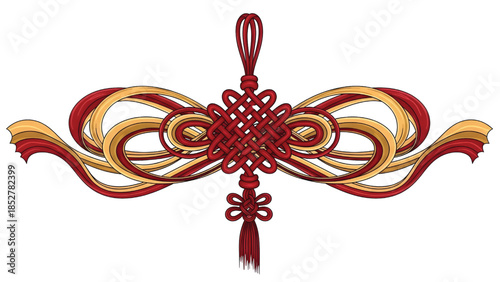 Chinese knot vector ornament Chinese knot with layered ribbons