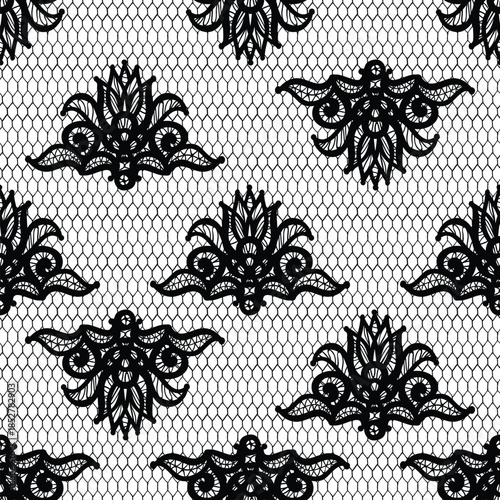 Black lace seamless pattern is perfect for stunningly elegant designs and beautiful backgrounds. Floral sheer fabric. Abstract flowers