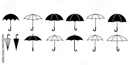 Collection of various umbrellas in different styles umbrella, collection, rain, weather