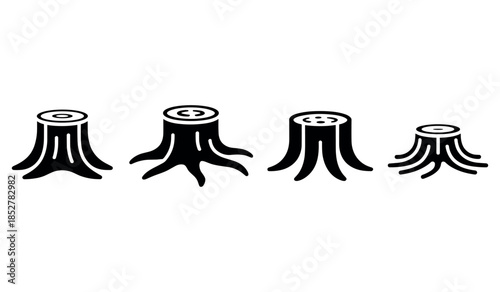 Different stages of tree stump with roots tree stump, roots, decay, cut down tree