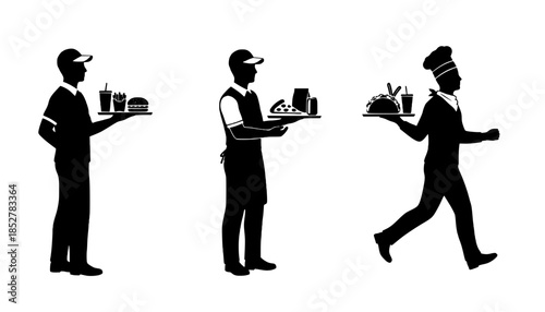 Fast Food Worker Serving Silhouette