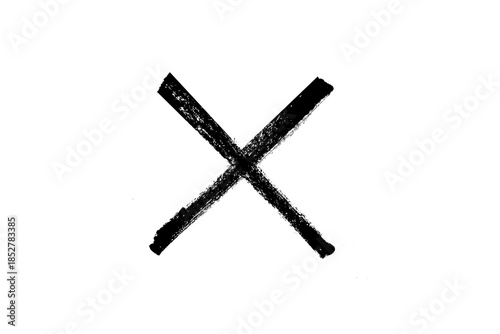 Black cross marker isolated on white background. hand-drawn black cross marker