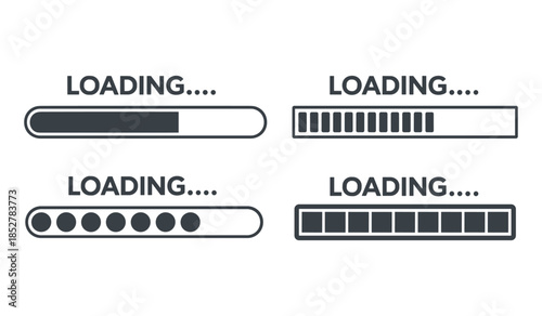 Loading bar icons showing different progress stages