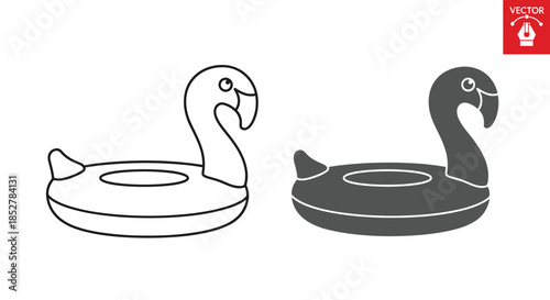 Flamingo pool float icon isolated on white background inflatable flamingo vector illustration summer concept swimming circle for fun and relax