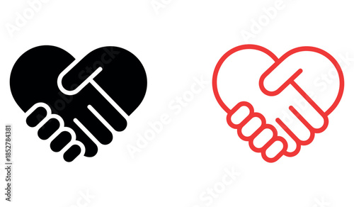 Handshake heart logo design concept handshake, heart, logo, partnership, love