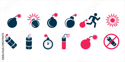 Danger icons representing explosives and prohibited items