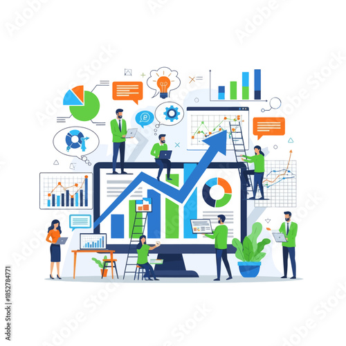 Dynamic Data Analytics and Business Growth Visualization with Digital Charts and Graphs in Modern