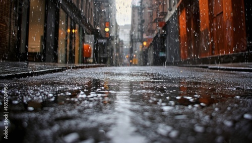 Wallpaper Mural Rainy city street at night with light reflections on wet pavement Torontodigital.ca