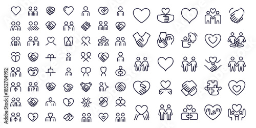 Love and relationship icons people handshake and hearts