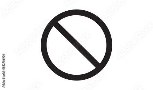 Universal black prohibited sign icon, empty forbidden symbol for warning, restriction and no entry regulations