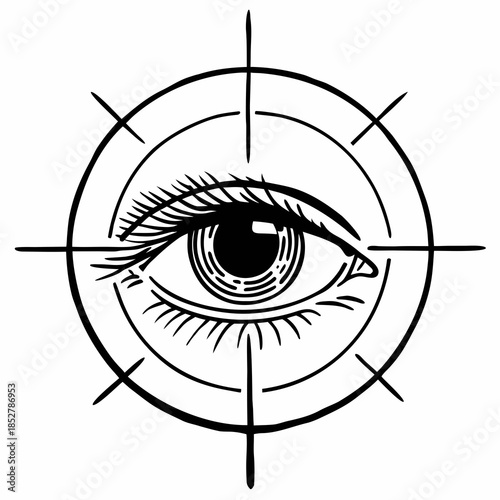 Optometry Target Vision Human Eye Silhouettes Vector Icon