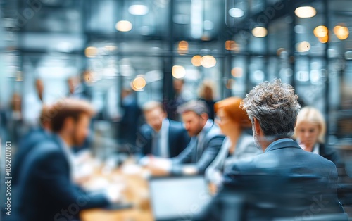 Business in action Defocused shot of a group of businesspeople having a meeting in an office. High quality. High quality. High quality