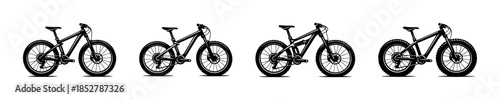 Mountain bikes collection, cycling gear, flat vector illustration of bicycles