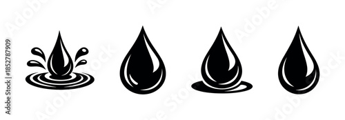 Water droplet vector illustration, liquid, splash, flat vector style icons