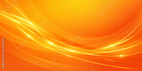 An abstract orange background featuring a flowing wave design with yellow light patterns and red motion lines creates a vibrant energy texture for web art