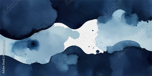 3D vector illustration of an abstract blue water background featuring a paper art world map with silhouettes of Europe and Russia over a sea of clouds under a blue sky design