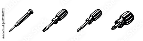 Screwdriver icons set. Screwdriver flat vector illustration