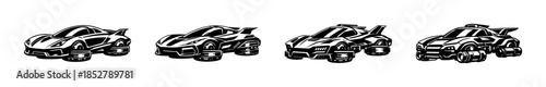 Futuristic cars, flat vector illustration of hovercrafts, vehicles, automotive design