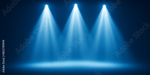 Blue stage with spotlight on abstract background