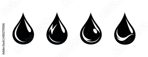 Water drop vector illustration, raindrop designs, flat vector style icons
