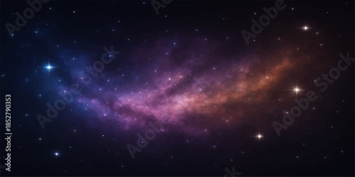 Starry night sky with stars and galaxy background