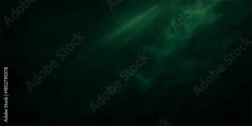 Abstract green smoky background on black
