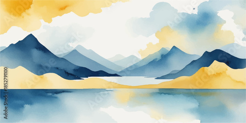 peaceful mountain landscape with a calm lake and blue sky