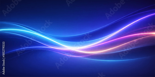 Abstract blue wave background with glowing flowing lines and soft swirling patterns