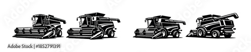 Agricultural machinery vector illustration, flat vector style, combine harvester design