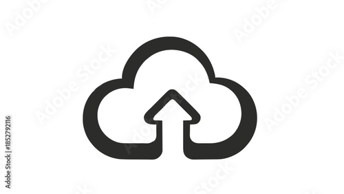 upload icon vector illustration, Minimalist Cloud Upload Vector Icon with Upward Arrow - Flat UI Design