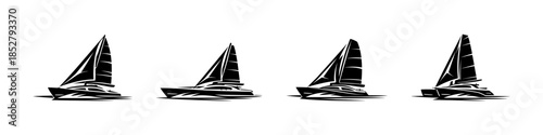 Sailboat vector illustration, yachts, catamarans, marine design, flat vector style