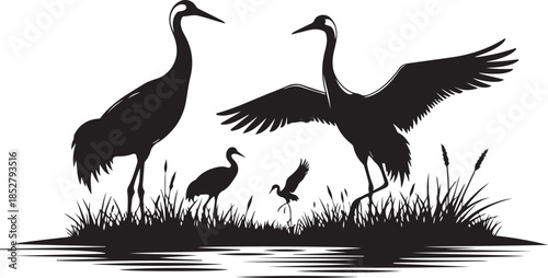 50 Heron Crane Silhouette Bundle