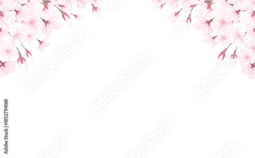 桜_手描き_花びら背景_横