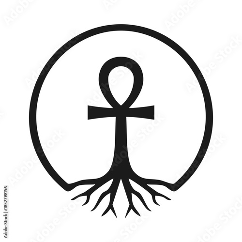 Ankh Cross Circle Roots Border Frame